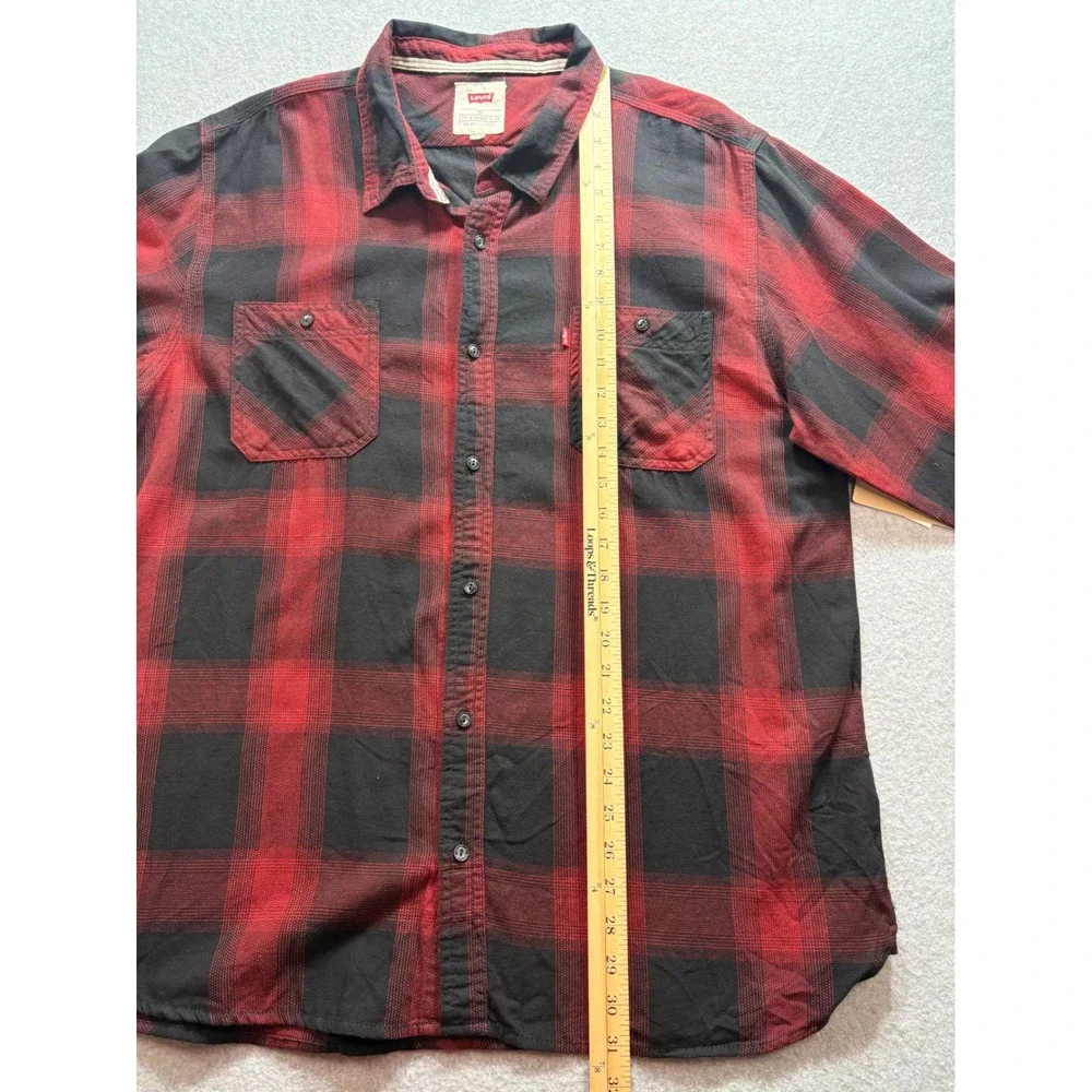 Levis Mens XXL Red Black Buffalo Plaid Flannel‎ Button Down Shirt 3LDLW10201 NEW